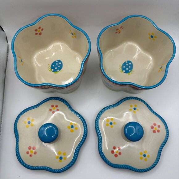 Temp-tations by Tara set of 2 retired “Old World” Easter 10 oz covered dishes - Picture 2 of 6